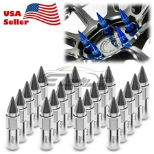 Silver 20pcs M12X1.5mm Lug Nuts Spiked Extended Tuner Aluminum Wheels Rims Cap