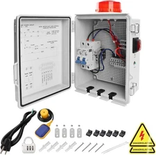 Cinvei Septic Control Panel w Septic Alarm Pump Circuit Breaker 14AWG Power Cord