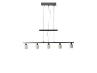Pendelleuchte Pascal 5 Flammig M. Gegenzug Lampe Nickel Glas Weiß HäNgeleuchte