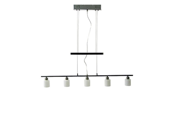 Pendelleuchte Pascal 5 Flammig M. Gegenzug Lampe Nickel Glas Weiß HäNgeleuchte-image