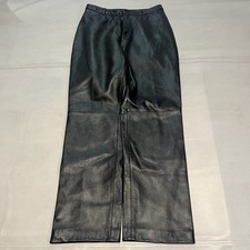 VTG Y2K 90s Black Leather Pant Women 8 Genuine Soft Lamb Leather Moto Bike Skate