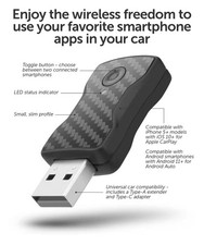 Aluratek - Apple CarPlay and Android Auto Combo Wireless Car Adapter - Black