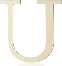 Large Wooden Letters 12 Inch Paintable Wood Letter U for Wall Decor, 1/5 Inch Th