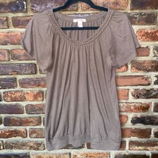 Lena Vintage Y2k Brown Short Sleeve Braided Neck Mini Dress Women's Size Large