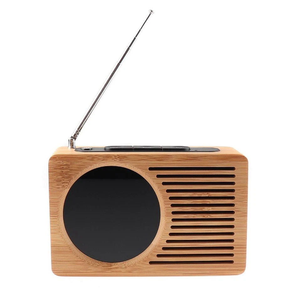 Multifunción Escritorio LED Digital Despertador Radio FM Reloj Madera Estilo Retro + Foto 4 de 4