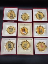 Lot 9 Ornaments Hummel Gold Christmas Ornament Collection