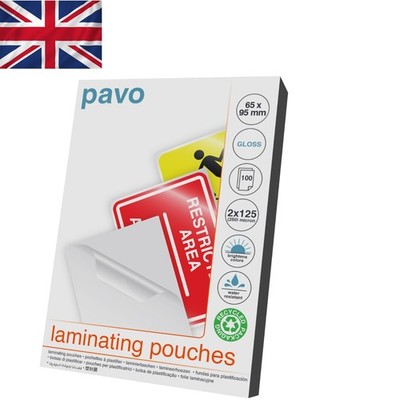 Office Essential: 100 Stück 250 Mikron 65x95 mm glänzend Laminierfolien