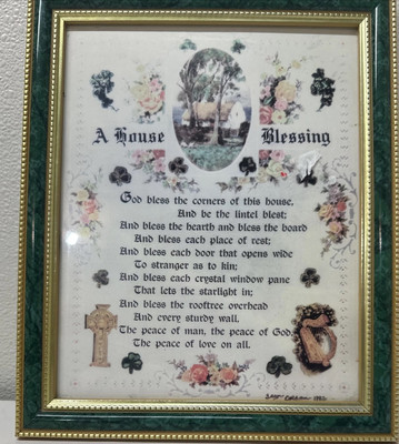 Framed Vtg Art 1982 Poem  House Blessing   E 4
