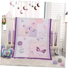 Girl Crib Bedding Set, Butterfly Baby Girl Nursery Crib Bed Size Purple