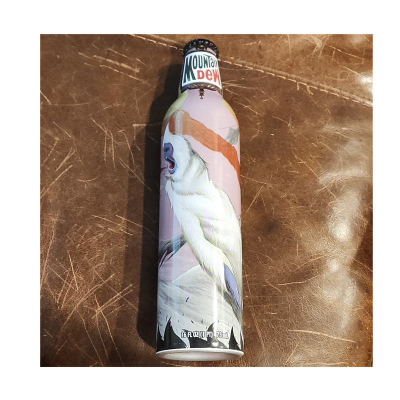 Mountain Dew Aluminum Bottle Collectible Green Label Art Monkey Design