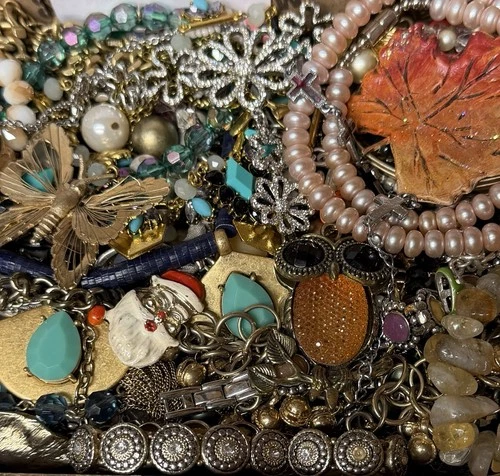 Vintage & Modern Some Signed Costume Jewelry Lot Full Small Priority Box # 105