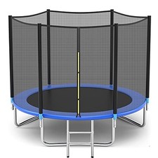 TIKTUN PRO TRAMPOLINE SAFETY ENCLOSURE 8FT HEAVY DUTY JUMPING MAT - BLACK/BLUE
