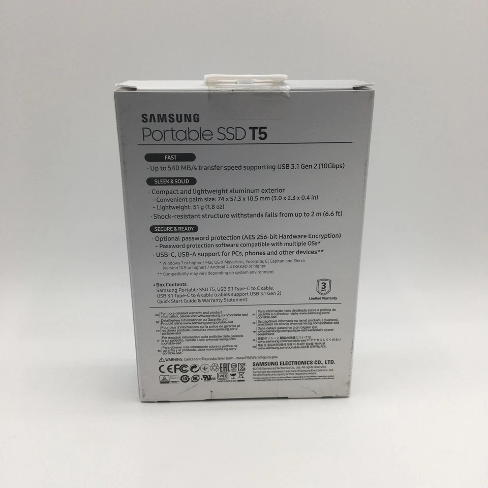 Samsung T5 1 TB USB 3.1 Gen 2 External Portable SSD Hard Drive (MU-PA1T0B) - Image 2 of 3