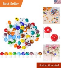 50Pcs Mushroom Beads Charms Glass Lampwork Beads Mushroom Ornament for Jewelr...