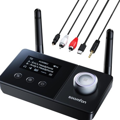 Soomfon Bluetooth 5.3 Transmitter Empfänger 3-in-1 mit Display Doppelantenne