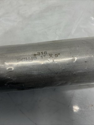 316 Stainless Steel Pipe Nipple 1  x 5  SCH40 NPT Male Threaded. X-288