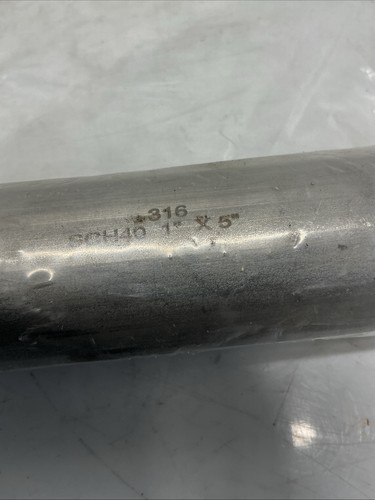 316 Stainless Steel Pipe Nipple 1” x 5” SCH40 NPT Male Threaded. X-288