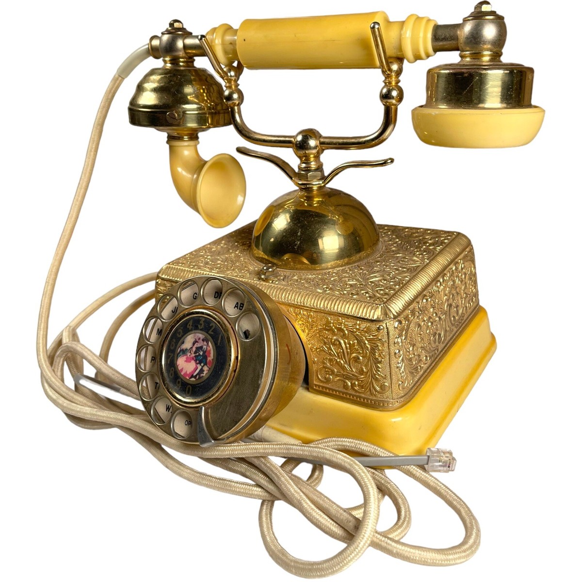 Vintage 1980's French Continental Rotary Phone by Radio Shack Gold