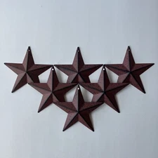 Set of 6 BURGUNDY BLACK BARN STAR STARS 5.5" PRIMITIVE COUNTRY METAL FARMHOUSE