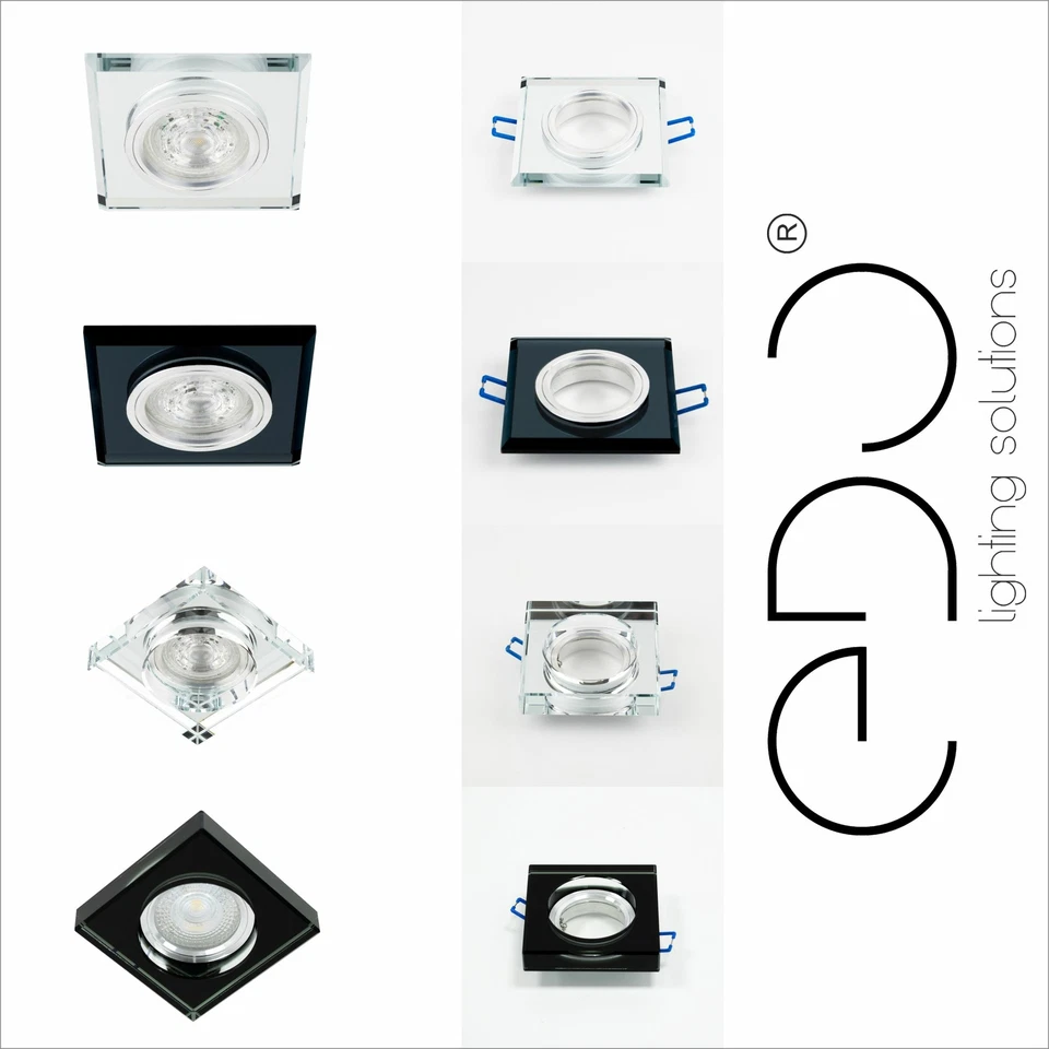 Spot encastrable en verre CRYSTAL | Argent/Noir | GU10 | IP20 | Carré | EDO