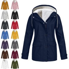 Womens Waterproof Fleece Parka Hooded Jackets Ladies Outdoor Wind Rain Coats UK