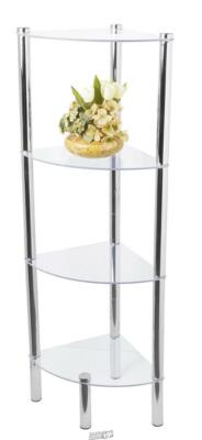 HB 4 Tier Multi Use Arc Glass Corner Shelf, Chrome