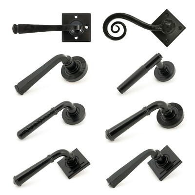 Aus dem Amboss Türschloss Hebelgriffe Riegel Set schwarz