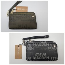 STEVE MADDEN Wristlet Dual Zip Print Logo Wallet U PICK Black or Olive Green