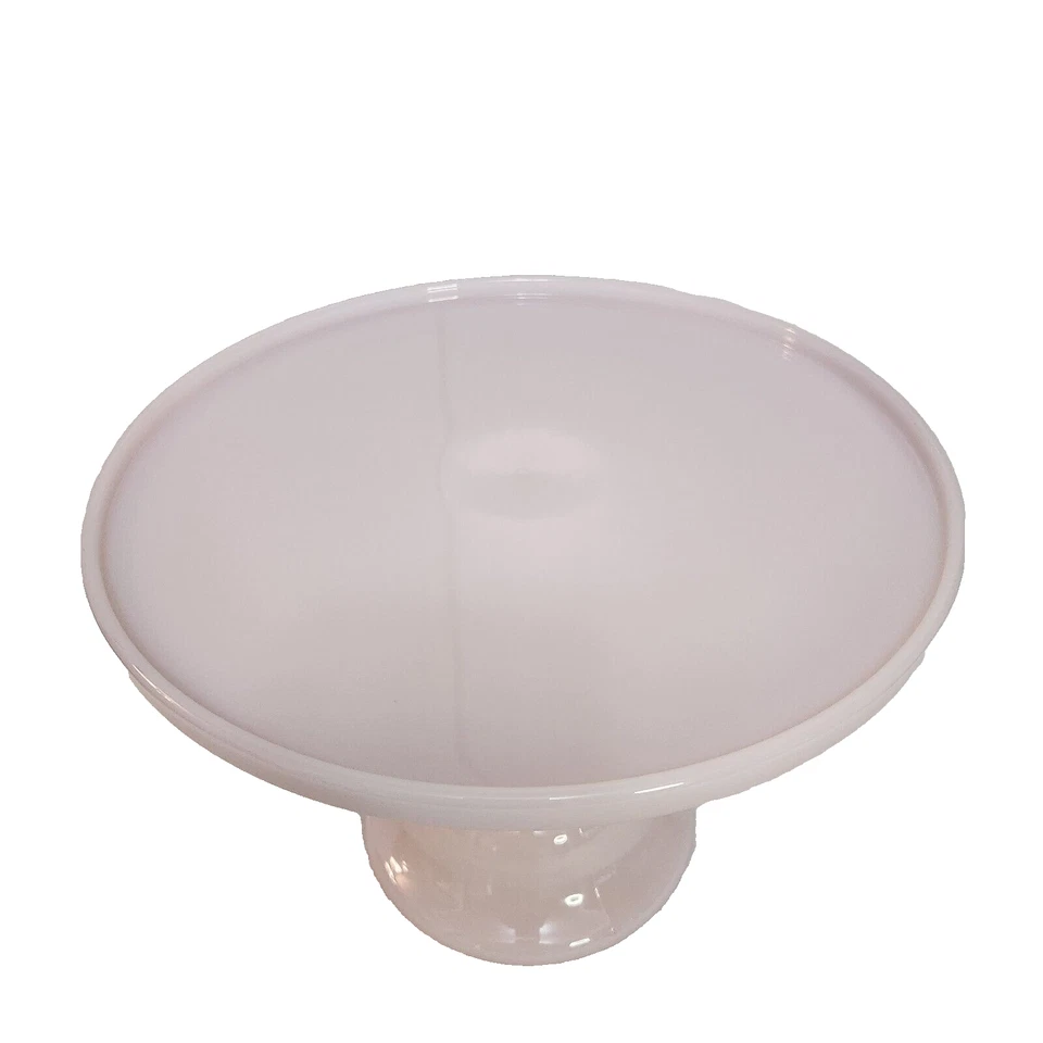Mosser Grande Leche Vidrio Pedestal Pastel Plato Soporte Corona Toscana Rosa BRIDGERTON Foto 2 de 4