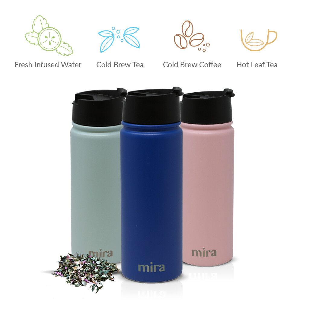 MIRA 18oz Stainless Steel Insulated Tea Infuser Filter Bottle Thermos