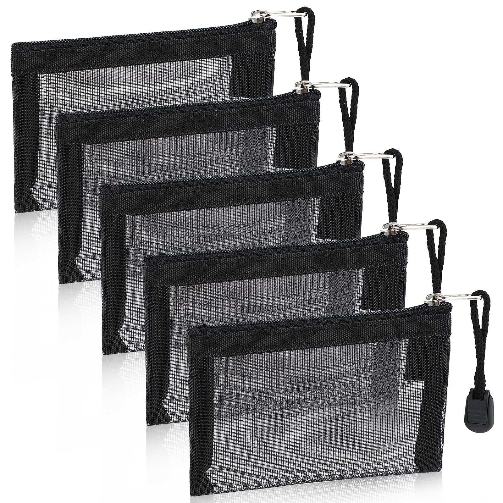WLLHYF 5 Pack Mini Zipper Mesh Bags 3x4.5 Inch Nylon Makeup Organizer Travel Storage Pouches