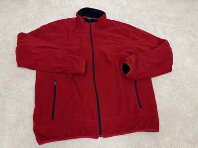 Lands End Jacket Mens 48 Red Full Zip Coat Soft Shell Pockets