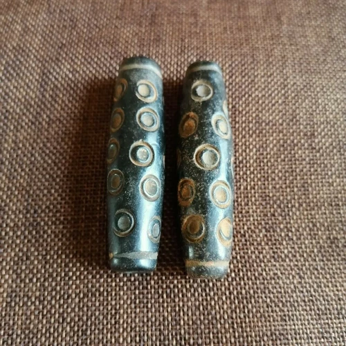 2X Chinese Culture Meteorite Beads Exquisite Hand-Carved Pendant Hongshan - Picture 2 of 10