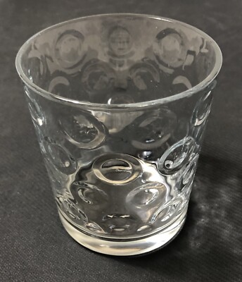 Vintage Pasabahce Circle Optic Dot Lowball Short Glass 4'' Clear Replacement EUC