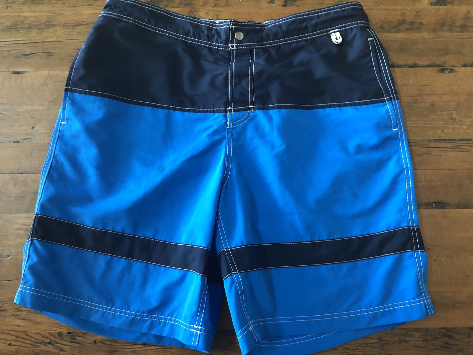 Short Garçon Lands' End – Bleu Rayé, Seersucker, Taille 8 – état Correct, Envoi USA