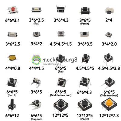125pcs 25 kind/lot Assorted Micro Push Button Tact Switch Reset Mini Leaf Switch