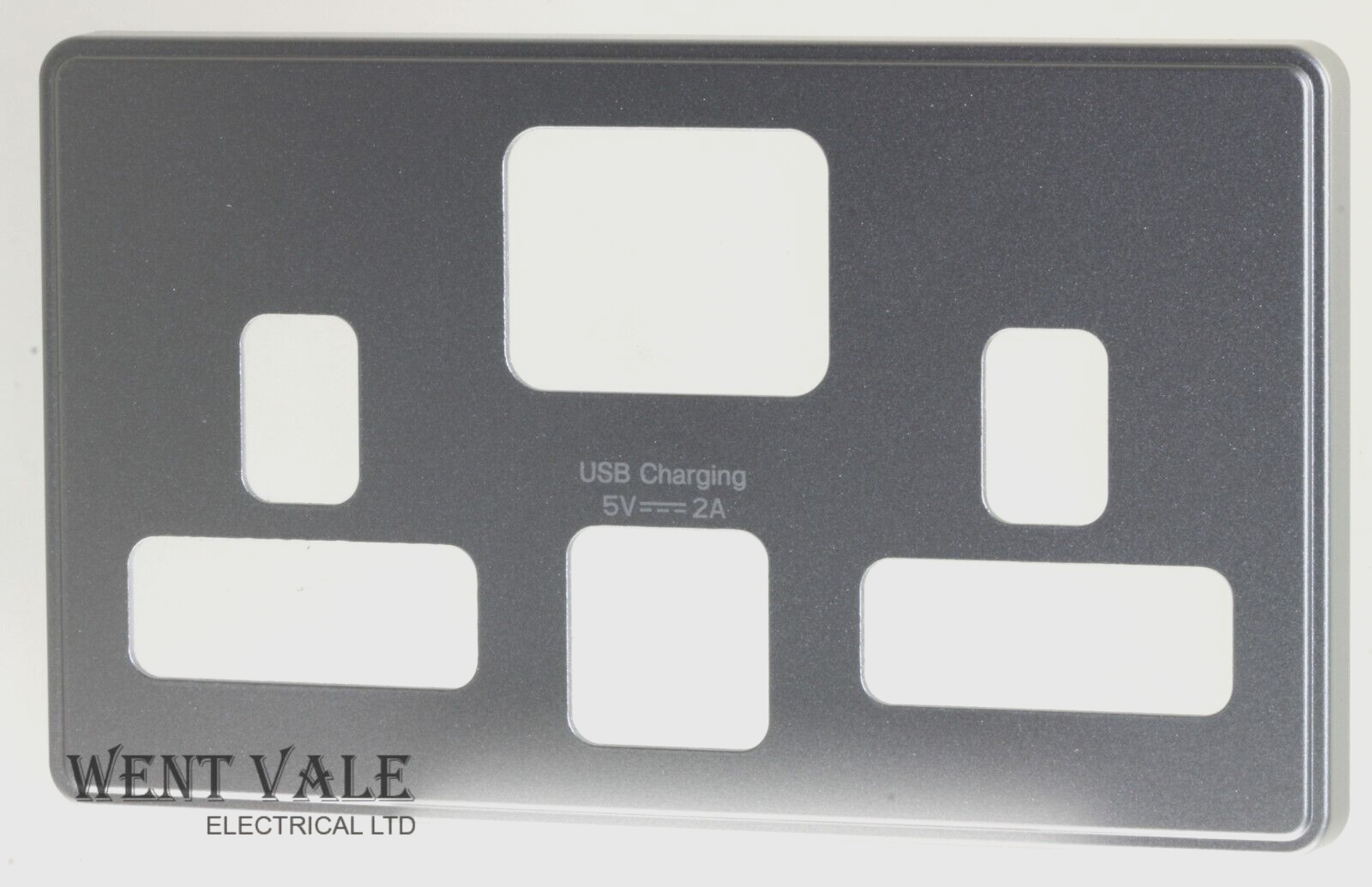 MK Dimensions - MHFP040LTS -  13a 2g Switched Socket Outlet + USB Front Plate