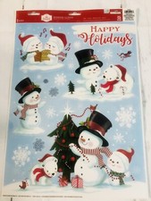 Christmas Window Clings Happy Holidays, Cute Snowman