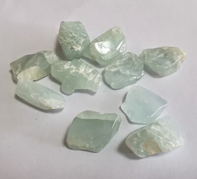 Milky Aquamarin : 10 abgerundete & polierte Nuggets - 18-25mm - 187ct