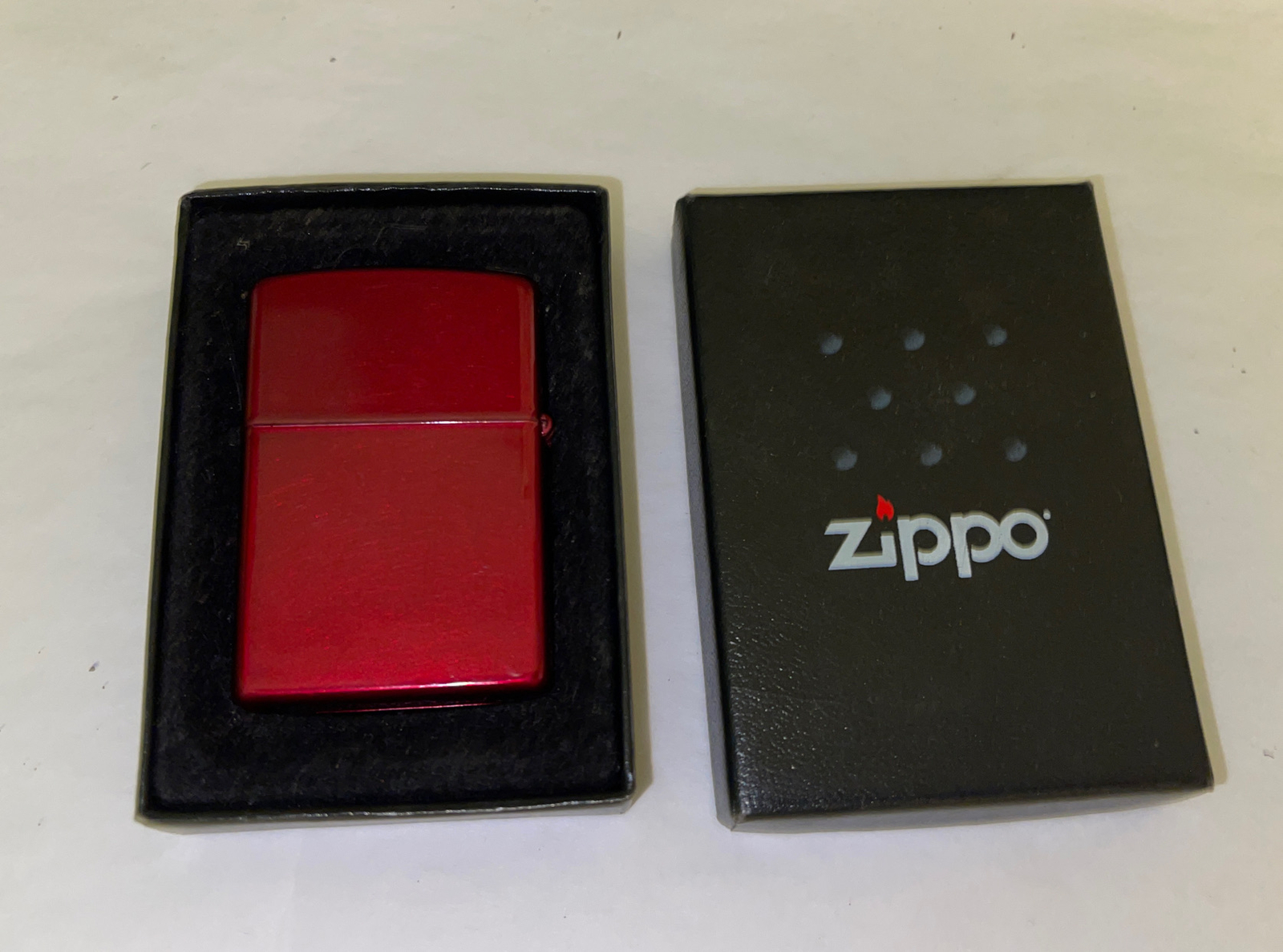 NEW Zippo 21063, Candy Apple Red Finish Lighter, Full Size In Box FREE