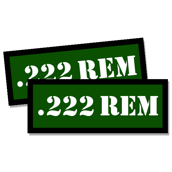 222 REM Ammo Can Stickers Ammunition Gun Case Labels GREEN 3 inch Decals 2 pack