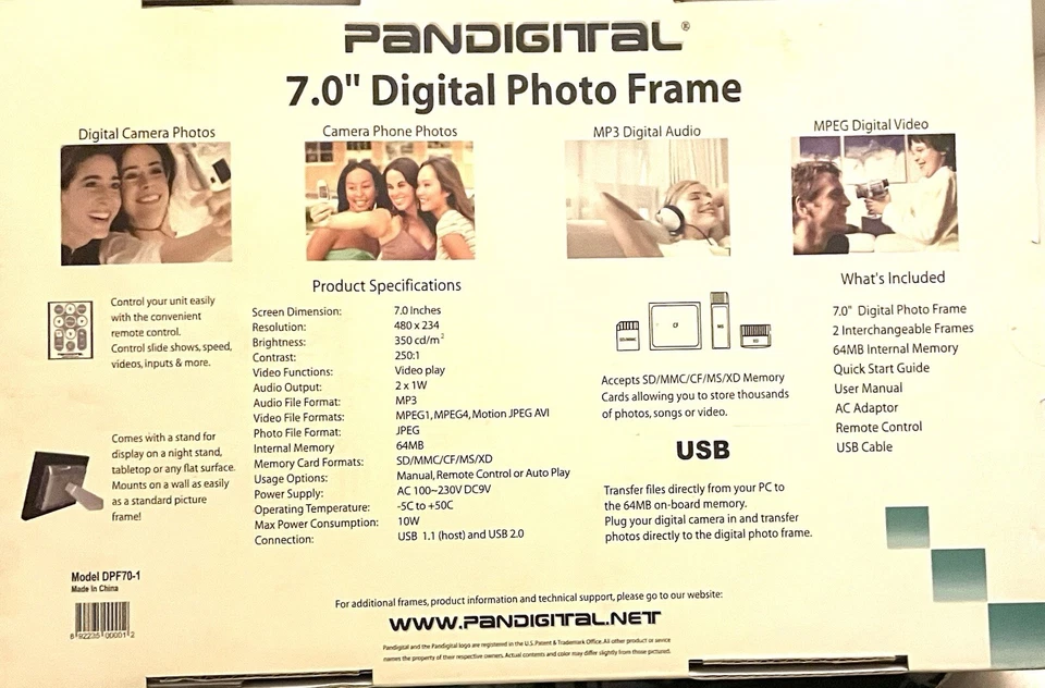 Pandigital 7.0 Digital Photo Frame - 2 Interchangeable frames (Missing Remote) - Image 2 of 4