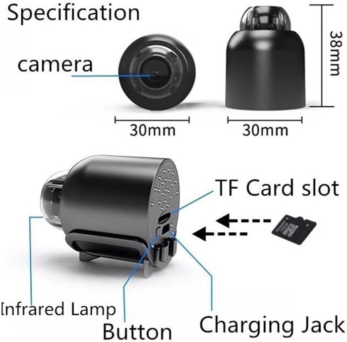 Cámara Ojo de Gato, Popolare Telecamera Occhio di Gatto per la Casa, Mini Telecamera Wifi Senza Fili 1080p con Visione Inclusa, Facile Installazione, Telecamera Visione Notturna per Casa, Ufficio