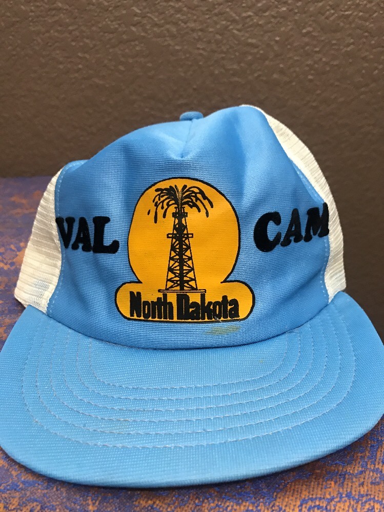 Valcam North Dakota Oil Black Gold BlueWhite Mesh SnapBack Baseball Cap Hat