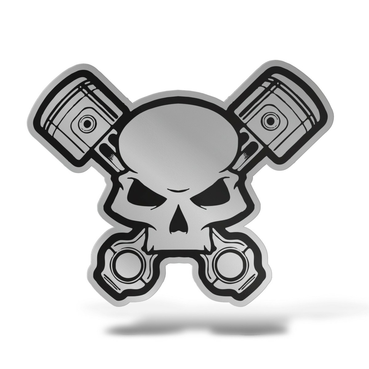 2 Adesivi Metallici 3D A Teschio Per Auto E Moto - Lega Di Zinco, Colore Argento, Dimensioni 5x3,5 Cm