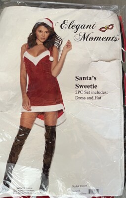 Elegant Moments Santa's Sweetie Sexy Christmas Lingerie Dress & Santa Hat |  eBay
