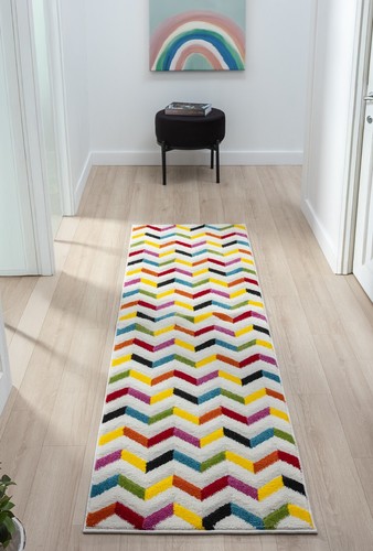 Spectra Carved Rug for Living Room Bright Multi Coloured Geometric Hallway Rugs - Picture 30 of 99