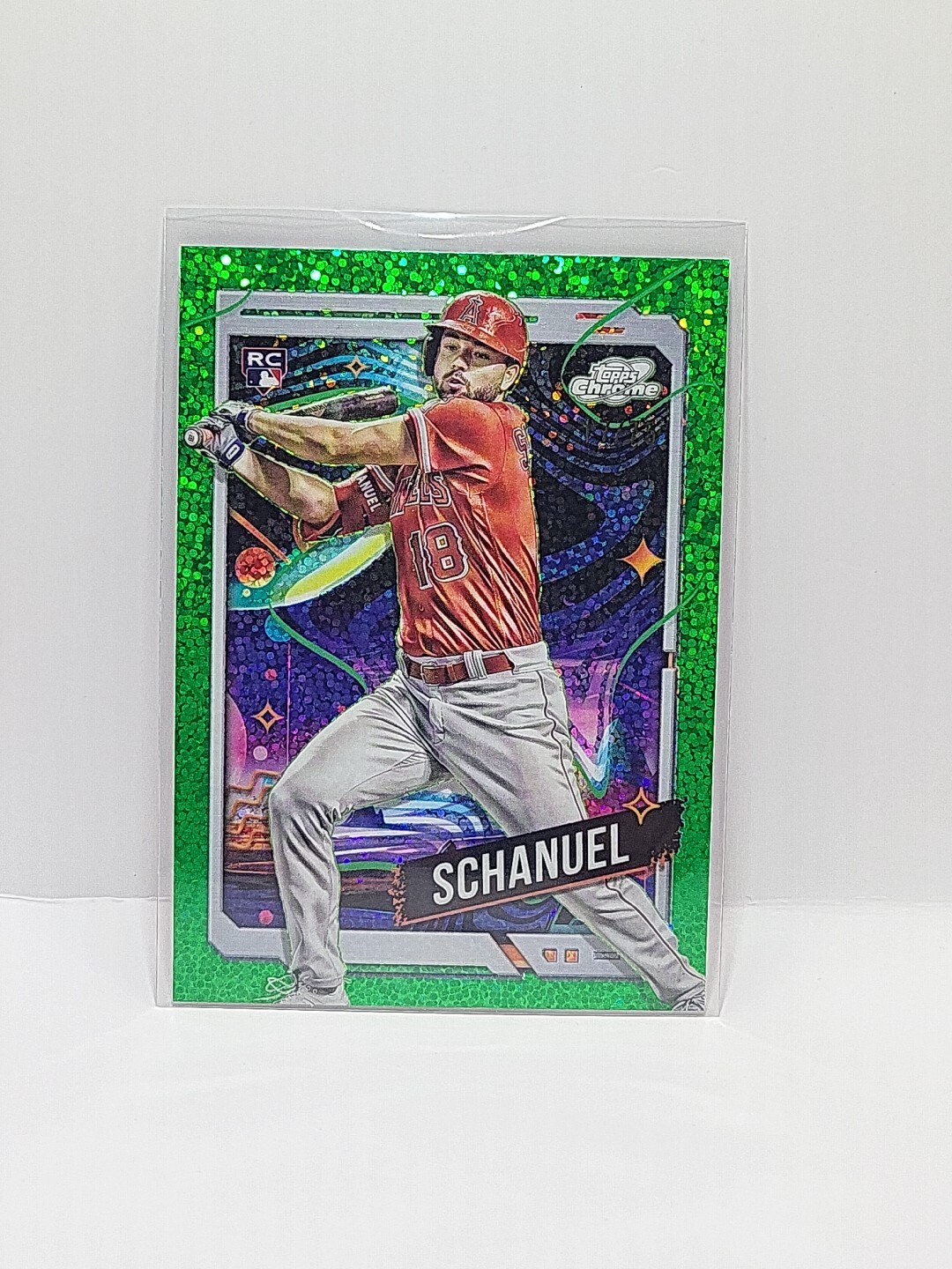 2024 Topps Cosmic Chrome Nolan Schanuel #93 RC Green Spacedust #d/75 - Angels 🔥
