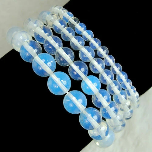 VALENTINO Bracciale pietre preziose opalite bianco naturale 6mm 8mm 10mm 12mm 14mm scegli misura