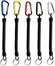 5 Pcs Flexible Spring Coil Keychain Fishing Lanyard Tether with Carabiner